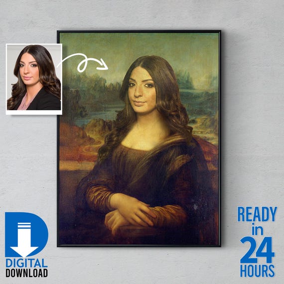 Mona Lisa Photo Face Swapping, Leonardo Da Vinci Mona Lisa Art Renaissance Portrait From Photo, Mona Lisa Altered Art Prints, Art Face Swap