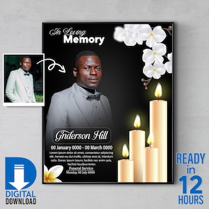 Personalized Memorial Gift, In Loving Memory, Celebration of Life, Funeral Announcement, Funeral Photo Editing, Portrait of Passed Loved One