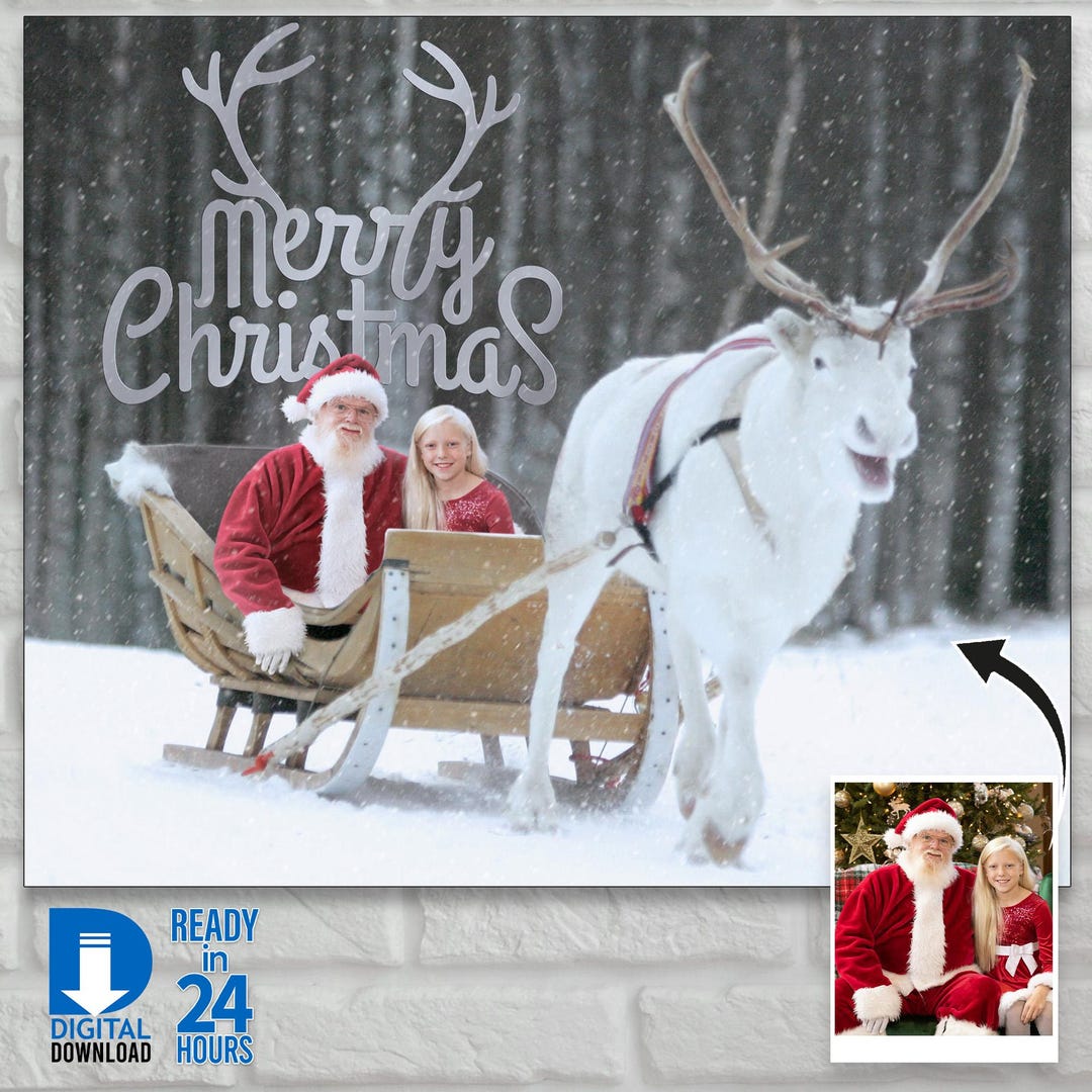 Personalized Christmas Photo Edit, Custom Santa Sleigh Scene, Custom ...