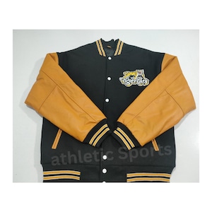 Handmade Personalized Wool Body and Cowhide Leather Sleeves  School Letterman Baseball jacket Embroidered Varsity Jacket baseball jacket