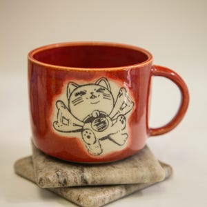 Handmade Ceramic Anime Mug – Dandadan Inspired – Screen Printed Underglaze – Small Batch Pottery Cup