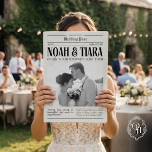 Minimalist Wedding Newspaper Program Template For Guest Table | Editable Canva Design