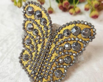 Boucle de Ceinture Papillon Antique en Acier Coupe Victorienne