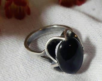 Anillo vintage de plata de ley con hematita
