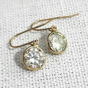 10k Yellow Gold Moissanite Bezel Earrings