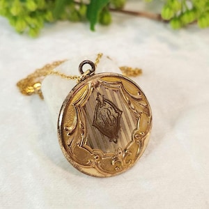 Antik guldfylld graverad medaljong - Vintage monogrammerad "MB" rund medaljong