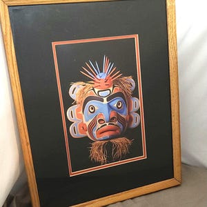 Fotografie di maschere incorniciate - Arte indigena d&#39;epoca del Pacifico nord-occidentale - Set di 2