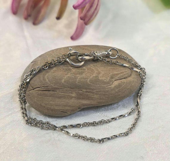 Antique Silver-Tone Watch Chain - 12.5 inch Vintage Chain