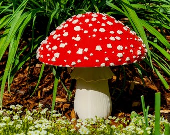 Red Garden Mushroom Sculpture - The Redcap Relic