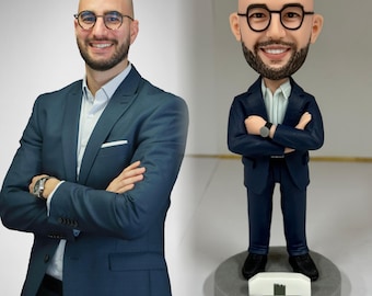 Personalized Bobblehead Custom Figurine, Wedding Cake Topper, Desk Decor,Gift for Him,Statue from Photo for Birthday, Anniversary Graduation