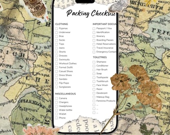 Editable Travel Packing List, Travel Checklist Printable, Travel Planner, Travel Organizer, Travel Vacation Planner, Packing List for you