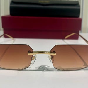Cartier Snake Gold Frames Sunglasses, Vintage Cartier With Brown Lens Eyewear, Gift For Her, Gift For Him, Labor Day Gift, Hanukah Day Gift