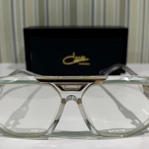 Vintage Cazal Eyeglasses, Cazal Gold & Transparent Metal Acetate Temples With Clear Lens Eyewear, Gift For Him, Him, Independence Day Gift