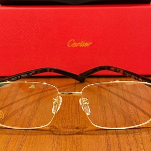 Tortoise  Frame Cartier Vintage Eyeglasses, Gold Full Rim Cartier With Clear Lens Eyewear, Gift For Her, Him, Labor Day Gift, Halloween Gift