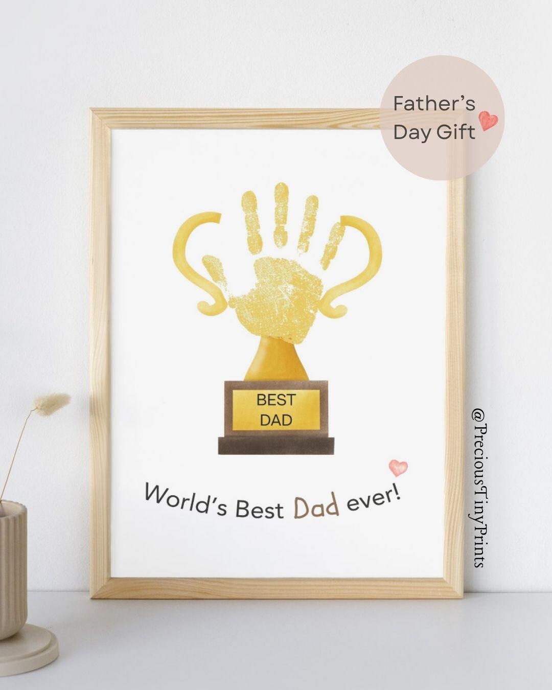 Fathers Day Craft Handprint Art | Fathers Day Trophy Printable Gift for ...
