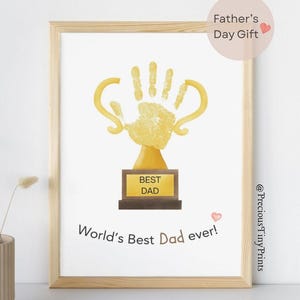 Vatertag Handwerk Handabdruck Kunst | Vatertag Trophy Printable Geschenk für Papa Opa | Neugeborenen Andenken Digitale Wand Kunst | Bester Papa aller Zeiten