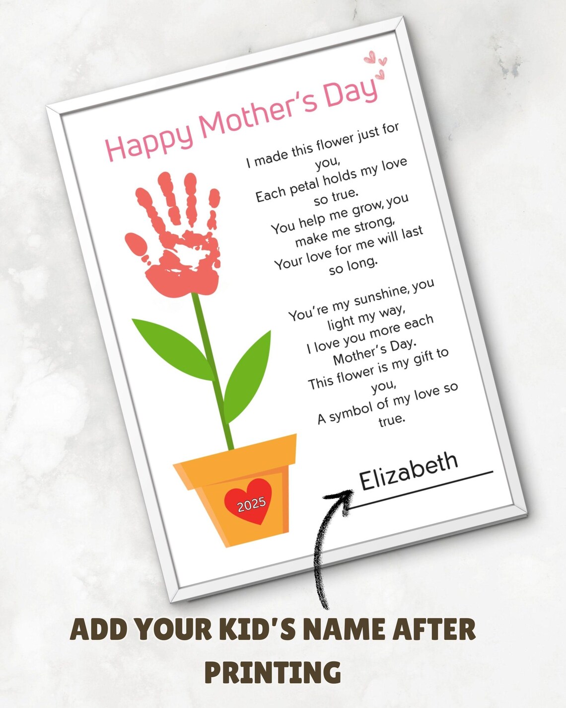 Mothers Day Hantprint Art Flower Poem | Happy Mother’s Day DIY Craft ...