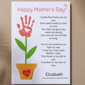 Mothers Day Hantprint Art Flower Poem | Happy Mother’s Day DIY Craft ...