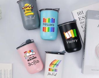 Tazza personalizzata con scritta "Regalo per insegnante", tazze da viaggio in acciaio inossidabile, tazza da caffè, regalo di ringraziamento per l'insegnante