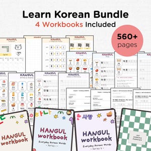 Paquete de libros de ejercicios para aprender coreano / Alfabeto hangul, vocabulario y oraciones / PDF para estudiar coreano para principiantes / Hojas de ejercicios para practicar coreano