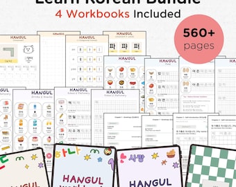 Ensemble de cahiers d'exercices pour apprendre le coréen | alphabet hangul, vocabulaire, phrases | Coréen pour débutants PDF | Feuilles d'exercices pour la pratique du coréen
