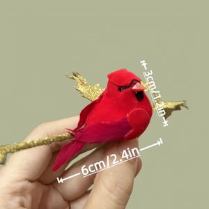 Feathered Red Cardinal Bird Ornament - Set of 12 - Christmas Holiday Decor