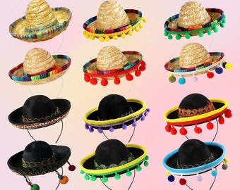 Pack of 2 Mexican Sombrero Mini Hat Party Favor Mexican Decor