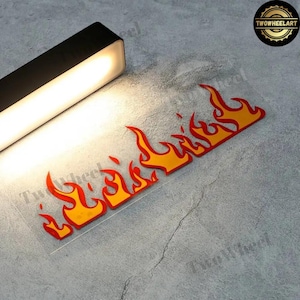 Flame Reflective Vinyl Decal – Fire Motocross Sticker for Motorcycle, Car, Van, Windshield, Laptop, Racing Style