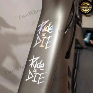 Ride or Die Bike Frame Stickers – 5.6x8cm MTB Top Tube Decals – 5 Colors in 1 Set – Waterproof Bicycle & Motorcycle Accessories
