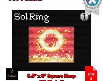 Sol Ring | Magic The Gathering | 10 Inch Hoop | Beginner Cross Stitch | PDF Pattern