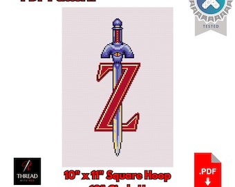 Zelda Logo | Zelda A Link to the Past | 12 Inch Hoop | Beginner Cross Stitch | PDF Pattern