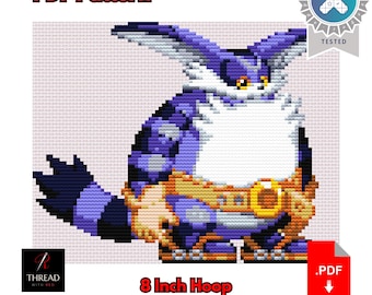 Big the Cat | Sonic the Hedgehog Cross Stitch Pattern | Cute | Large | 8 Inch Hoop | Beginner Cross Stitch | PDF Pattern |