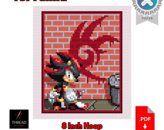 Shadow Mini Diorama - Grafiti | Sonic the Hedgehog | Large | 8 Inch Hoop | Beginner Cross Stitch Pattern | PDF