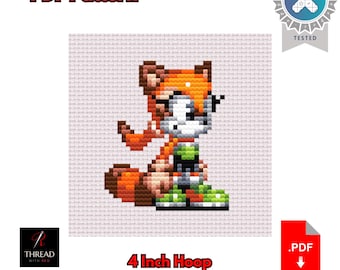 Marine The Raccoon | Sonic the Hedgehog Cross Stitch Pattern | Cute | Small | 4 Inch Hoop | Beginner Cross Stitch | PDF Pattern |