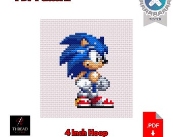 Sonic the Hedgehog Var. B | Sonic the Hedgehog Cross Stitch Pattern | Cute | Small | 4 Inch Hoop | Beginner Cross Stitch | PDF Pattern |