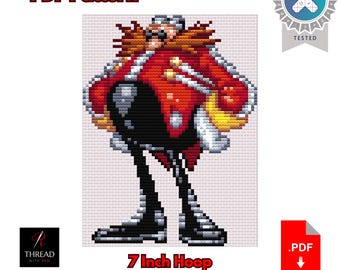 Dr. 'Eggman' Robotnik Cross Stitch Pattern | Cute | Large | 7 Inch Hoop | Beginner Cross Stitch | PDF Pattern |