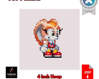 Cream The Rabbit | Sonic the Hedgehog Cross Stitch Pattern | Cute | Small | 4 Inch Hoop | Beginner Cross Stitch | PDF Pattern |