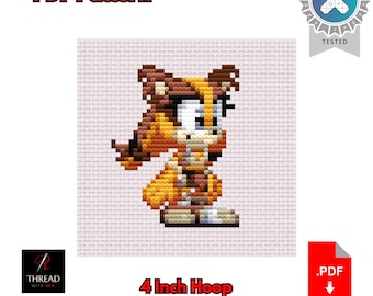 Sticks The Badger | Sonic the Hedgehog Cross Stitch Pattern | Cute | Small | 4 Inch Hoop | Beginner Cross Stitch | PDF Pattern |