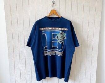 H*g様 90年代 MLB サテンジャンパー ミルウォーキー ブリュワース L 90年代ヴィンテージミルウォーキーブルワーズTシャツ：ロゴ7 MLB