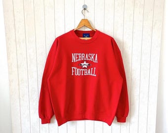 Vintage 90s Nebraska Huskers Sweatshirt: NCAA Football, Size XL