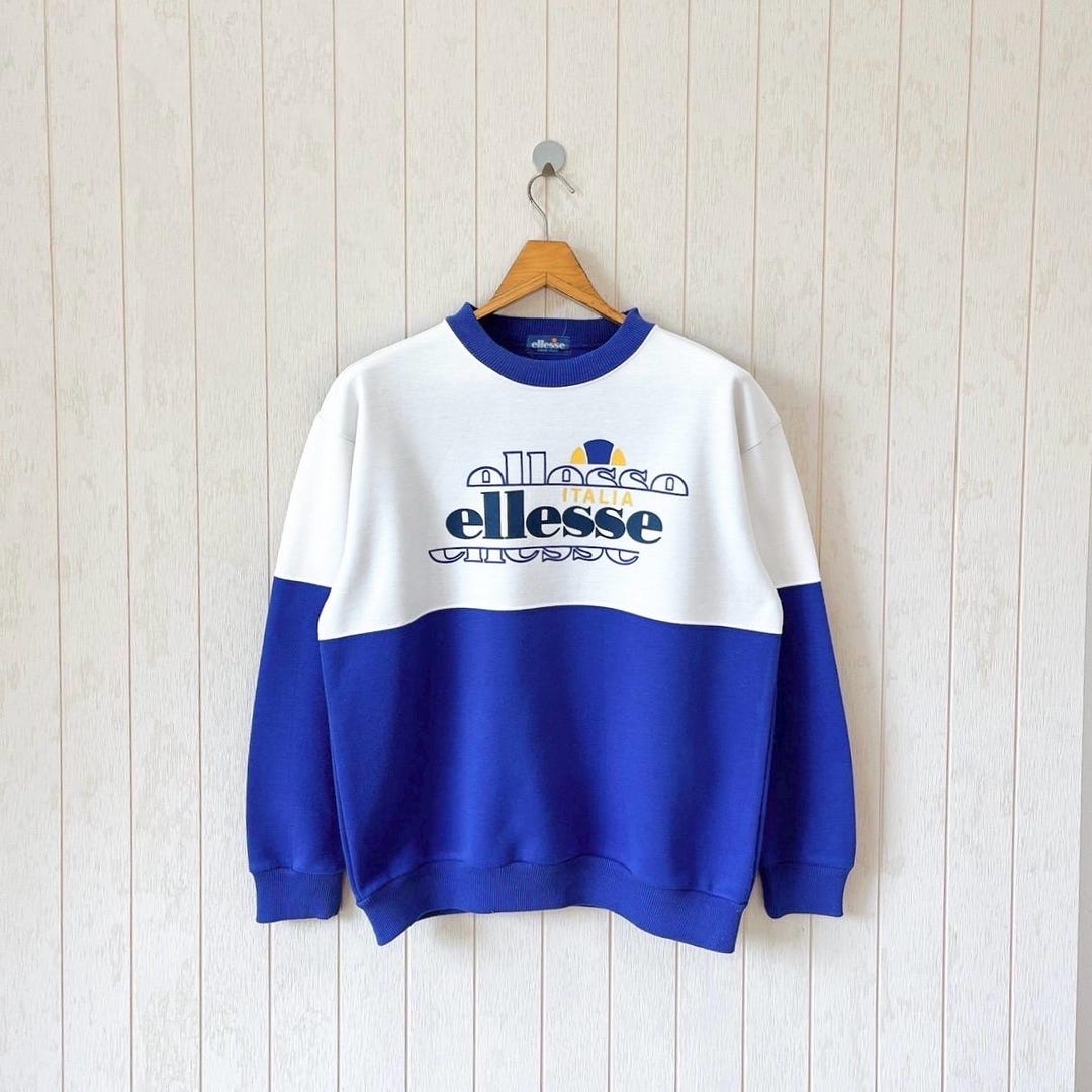 Vintage Ellesse Sweatshirt: 00s Blue Italian Sweater, Size M