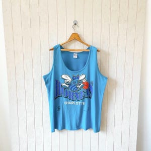 Vintage 90s Charlotte Hornets tank top/ vintage Hornets NBA tank top/ vintage True fan made in USA tank top/ size XL
