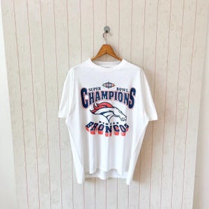 Vintage 90s Denver Broncos T-Shirt: NFL Football, Oneita White Tee, XL