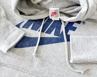 Vintage 1990s Nike Japan Hoodie/ Gray Pullover Sweatshirt/ Size L