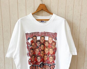 Vintage 90s Detroit Red Wings Caricature T-shirt - 1997 NHL