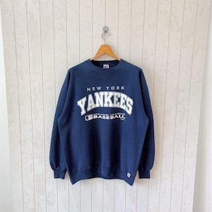 Vintage 90s New York Yankees Sweatshirt: Russell MLB Blue XL - Etsy