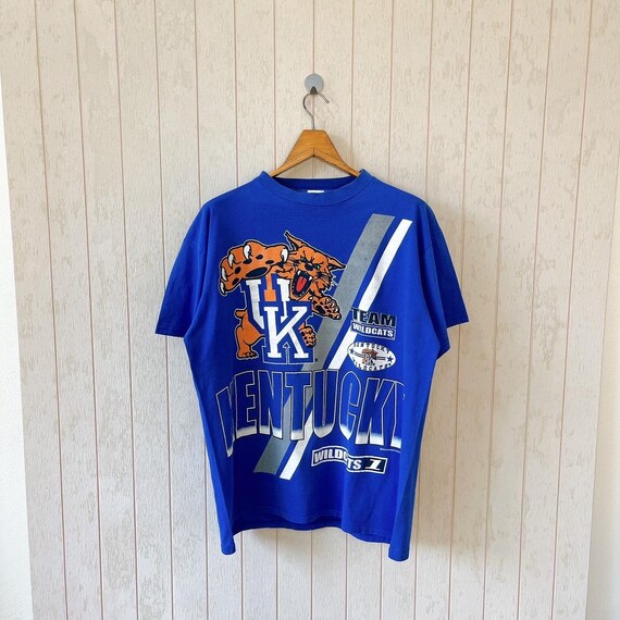 Vintage 90s Kentucky Wildcats T-shirt - Velva Sheen Blue - Size L