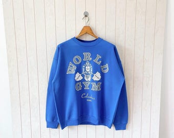 Sudadera vintage World Gym de 1990/ Columbus, Ohio/ Hanes/ L