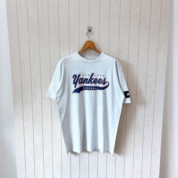 Vintage 90s New York Yankees T-shirt: Starter MLB Gray Tee, Size L
