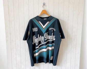 T-shirt Vintage Mighty Ducks 1990 - Nutmeg - Double Face - Taille XL - Disney